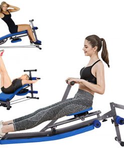 B08RS48VYP Rowing Machine Rower w/ 12 Level Adjustable Resistance, Foldable Beauty Waist Supine Board Sit Up Bench Push Ups Fitness Equipment Padded Seat for Home Gym Use Max 440 Lbs
