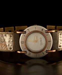 B08S45QJ8N WATCHCRAFT Men's WFMMV23 Full Moon Tri-Layer Copper and Silver Watch.