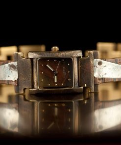 B08RLPCP8H WATCHCRAFT Women's REM23 Florence Copper stripes, Silver concrete engraving Watch.