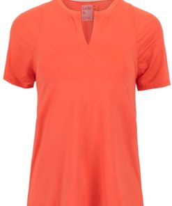 B08RJT7JH2 Lucky In Love Women`s Viper Tie Back Short Sleeve Tennis Top Flame ()