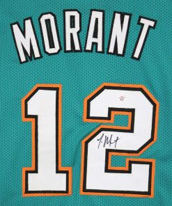 B08S3DRMJH Ja Morant Memphis Grizzlies Signed Autographed Throwback Teal #12 Custom Jersey PAAS COA