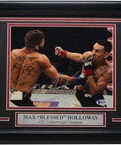 B08VJ3JG52 Max Blessed Holloway Signed Framed 8x10 UFC Photo vs. Jerramy Stevens BAS