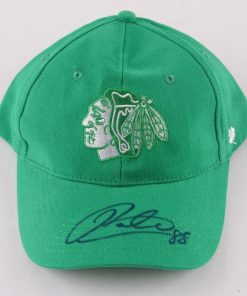 B08W2LHGTX Authentic Autographed Patrick Kane Blachawks Snapback St. Patricks Day Edition Hat (JSA COA)