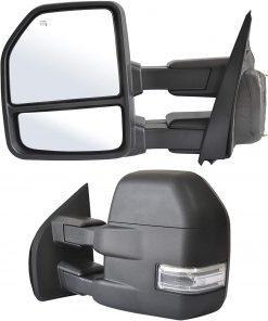 B08TVMHFQL Adanz Towing Mirrors fit for 2015 2016 2017 2018 2019 2020 Ford F150 Pickup Truck Heated Power LED Turn Signal Temperature Sensor Spot Auxiliary Light Puddle Lamp Black Housing 22-Pin Plug