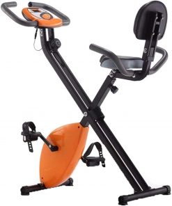 B08TT2DC94 Haieshop Exercise Bike Cardio Workout Folding Indoor Cycling LCD Display Large Backrest Comfy Seat and Handles