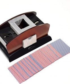 B08RX7GPWH Card Shuffler 2 Deck Automatic Electric Portable Card Shuffling Machine Suitable for Family Gatherings or Camping Wooden Partitions Shuffling Smoothly