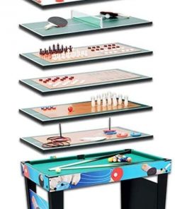 B08S3S3H7H Shuffleboard Table MInlature Pool Table Multi Game Table Set 12 In 1 Combo Game Table Set Entertainment Table 42" With Pool Table Table Tennis Soccer Foosball Table Hockey Chess Shuffleboard Bowling F