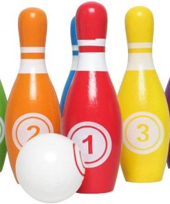 B08T1B599W Bowling Set Wooden Bowling Set Kids Skittles Toys for Toddlers Boys Development with 6 Numbers Pins 1 Balls for Kids (Color : Multi-Colored, Size : One Size)