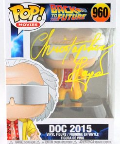 B08V4P6L3W Christopher Lloyd Autographed Doc in 2015 Funko Pop Figurine #960- JSA Yellow