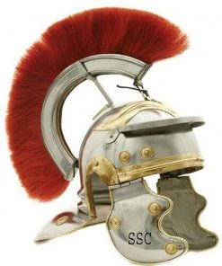 B08TMCMNP2 Sangamsteelcraft Roman Centurion Helmet with Red Plume Medieval Knight Crusader Armor