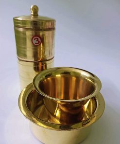 B08S6TV66B Kumbakonam Traditional Brass Coffee Filter with 4 Heavy Davara Set Cup Each 150 ml Capacity, Coffee Filter with Dabra Set,Durable, Fast Ship
