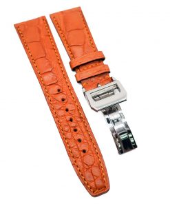 B08SJY4J32 22mm Tangerine Orange Alligator Leather Watch Strap For IWC