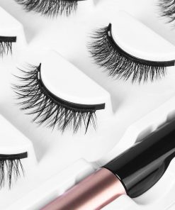 B08SLC341Z Eyeliner Reusable 3D Magnetic False Lashes Waterproof Liquid Eyeliner, Natural Look Eye Lashes Kit with Tweezers 13mm