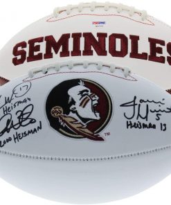 B08WH2FLVJ Authentic Autographed Florida State Seminoles Heisman Trophy Winners FSU Seminoles White Panel Logo Football with Heisman Year Won Inscription ~ Jameis Winston, Chris Weinke, Charlie Ward p PSA/DNA