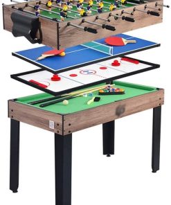 B08S38QSNH LSF Shuffleboard Table MInlature Pool Table 4 in 1 Combo Game Table, Folding Multi Game Combination Table Set Football/Table Tennis/Curling/Billiard Game