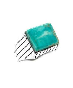 B08WHYJLMJ Genuine King's Manassa Turquoise Ring, Size 13, Sterling Silver, Authentic Navajo Native American USA Handmade, Artist Signed, Nickel Free, Southwest Jewelry for Men