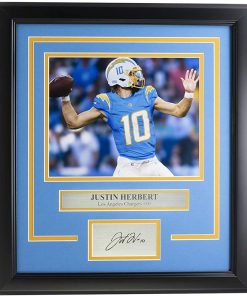 B08VDJMQZF Justin Herbert Framed L.A. 8x10 Photo w/Laser Engraved Signature