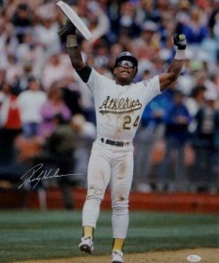 B08W2FB8F5 Authentic Autographed Rickey Henderson 16X20 With Base *White ~ JSA W Authenticated