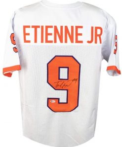 B08TB3L3MQ Travis Etienne Autographed Clemson Custom Football Jersey - BAS COA