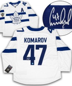 B08WX3QCGS Authentic Autographed Leo Komarov Toronto Maple Leafs Stadium Series Fanatics Replica Jersey