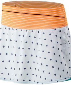 B08WKJPJNV New Balance Women`s Printed Tournament Tennis Skort White and Citrus Punch ()
