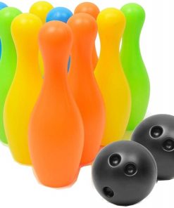 B08T22DMST Bowling Set Large Colourful Bowling Set for Kids Skittles Game Outdoor Garden Toy with 10 Pins 2 Balls for Kids (Color : Multi-Colored, Size : One Size)