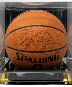 B08T3M2586 Michael Jordan Autographed Signed Spalding Official Basketball w/Case UDA BAG55951