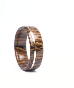 B08TVXDFCG Engagement ring made with Bocote wood and Gold color inlay, Mens engagement ring, Boyfriend gift, Gift for her, Valentine gift, Jewelry, Handmade ring, Classic ring