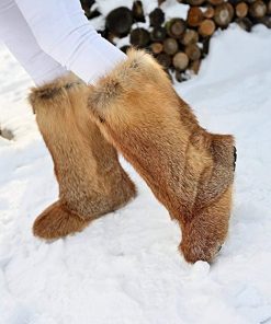 B08T1F65JF High Fox Fur Boots for Women, Mukluks, Yeti Boots, Viking Boots, Snow Boots, Eskimo Mukluk Boots, Long Boots, LITVIN