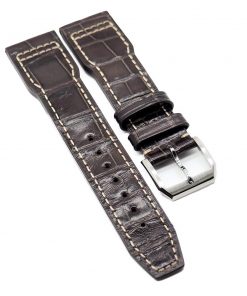 B08W54YW3R 21mm Pilot Style Mocha Brown Alligator Leather Watch Strap For IWC, Semi Square Tail