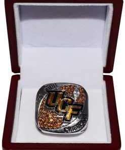 B08WCWGP8F UCF Knights Football (McKenzie Milton) 2017 National Championship (The True Champion) 13-0 Undefeated Season Collectible Replica Silver Football Championship Ring with Cherrywood Display Box