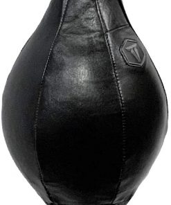 B08T3CVBN5 Throwdown Genuine Leather Double End Boxing MMA Muay Thai Punching Bag - Speed Striking & Dodge Training - Includes Bungee Loops, Adjustable Nylon Straps & Bladder