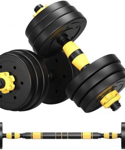 B08TBRWN32 famfashion Fitness Dumbbells Adjustable Weight Set to 88Lbs, Dumbbells to Barbells with Connecting Road, Non-Slip Handles Home Gym Equipment for Men and Women Workout Exercise Training