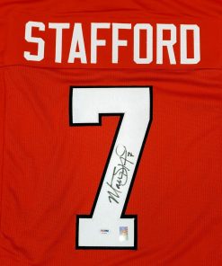 B08RV5R1V4 Georgia Bulldogs Matthew Stafford Autographed Red Jersey PSA/DNA