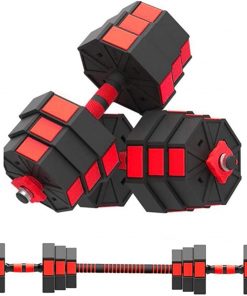 B08V5F5WB3 Zouheiu Adjustable Dumbbells Set, Free Weights Dumbbells Set with Connector Rod Used as Barbells, Exercise & Fitness Dumbbells Set for Men Women Gym Home Exercise Training(USA in Stock)