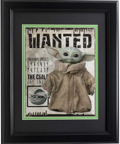 B08VDKWR5X Baby Yoda Framed 8x10 Wanted Photo