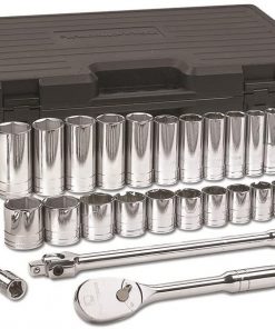 B0076PCBQI GEARWRENCH 33 Pc. 1/2" Drive 6 Pt. Mechanics Tool Set, Standard & Deep, SAE - 80715