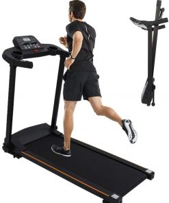 B08VWRQ841 TOUNTLETS Electric Folding Treadmill 2.0 HP Fitness Motorized Running Machine w/Incline 12 Preset Program LCD Display and Cup Holder Max Speed 7.5MPH for Home Gym Cardio Workout Jogging Training