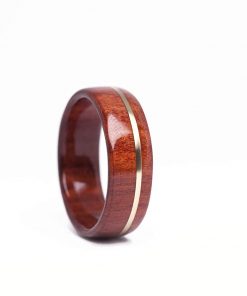 B08TY8GLLZ Promise ring made of rare redheart wood with string inlay, Engagement ring, Gift for her, Handmade Jewelry, Classical ring, Unique ring, Wooden ring
