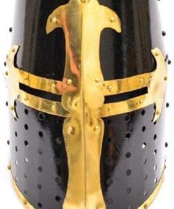 B08TQTLSSL Sangamsteelcraft Medieval Crusader Templar Knight Black Helmet Holy Cross Templar Jerusalem Crusader Helmet
