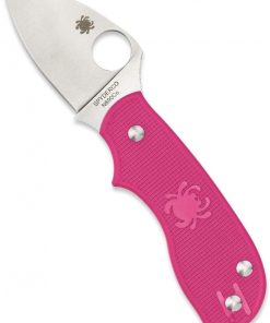 B0089DFIKW Spyderco Squeak Non-Locking Knife with 2.00" N690Co Stainless Steel Blade and Lighweight Pink FRN Handle - PlainEdge - C154PPN