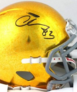 B08RNFN99X Chase Claypool Autographed Notre Dame Fighting Irish Hydro FX Speed Mini Helmet - Beckett W Auth Black
