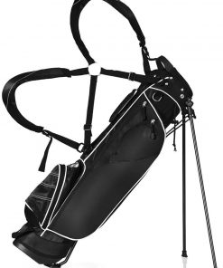 B08W2PZMKK Golf Stand Cart Bag w/4 Way Divider Carry Organizer Pockets Storage Black
