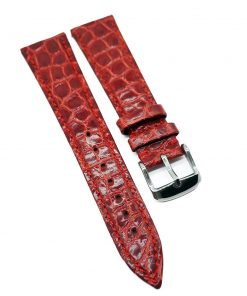 B08SQCNB93 20mm Waxed Red Alligator Leather Watch Strap