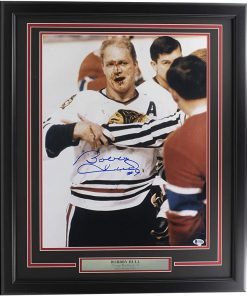 B08WHCSJY3 Bobby Hull Signed Framed 16x20 Chicago Blood Photo BAS