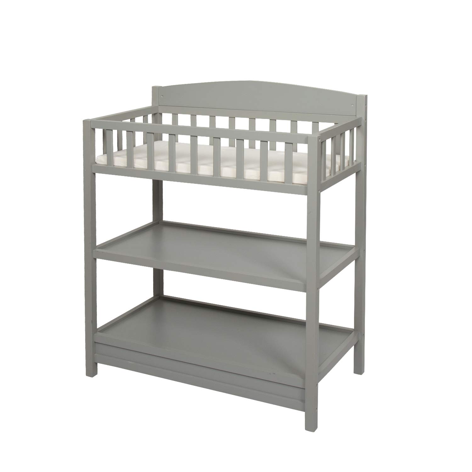 Grey Include Changing Pad Baby Wooden Changing Table with Storage Shelves