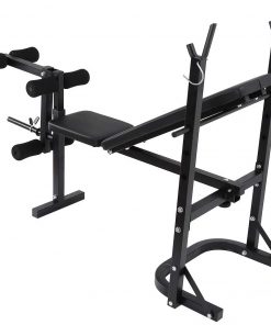 B08VG26DQX TUTAVIAW Barbell Rack and Weight Bench, Foldable Height Adjustable Weight Bench Lifting Press Adjustable Incline, Equipment Exercise for Home Gym Strength Training