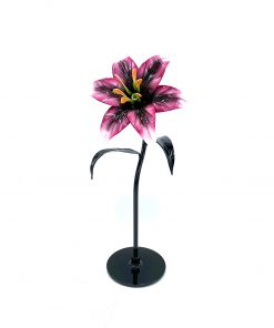B08WPQM5X2 Aluma Flowers Handmade Aluminum Metal Lily with Black Stem and Base, Floral Home DÃ©cor