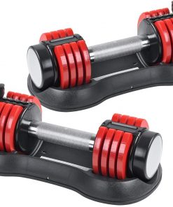 B08X1RB8PT Recaceik Adjustable Dumbbell, 25 Lbs Weight Set with Anti-Slip Handle and Weight Plate, 2.5-12.5lbs Weight Options, All-Purpose Push-Pull Design, for Gym and Home, Office (1 Pair) Red