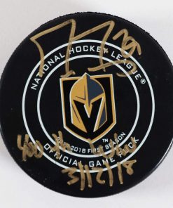 B08X1FSXVW Marc-Andre Fleury Signed Hockey Puck Golden Knights â€œ400th Win â€“ 3-12-18â€ â€“ COA Fanatics Authentic